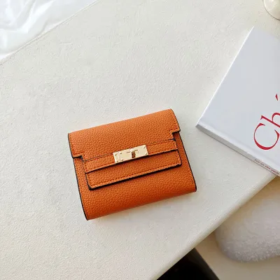 Women Simple Solid Color PU Leather Three-Fold Wallet