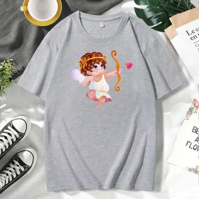 Men Women Casual Valentine Print Cotton Plus Size Short Sleeve Round Neck Couple T-Shirt