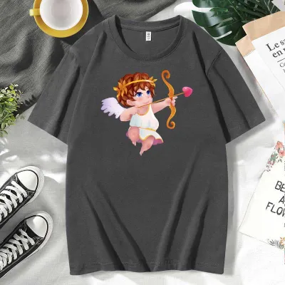 Men Women Casual Valentine Print Cotton Plus Size Short Sleeve Round Neck Couple T-Shirt