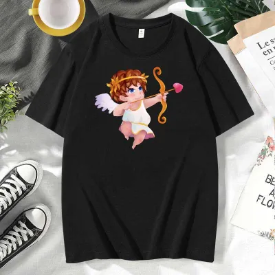 Men Women Casual Valentine Print Cotton Plus Size Short Sleeve Round Neck Couple T-Shirt