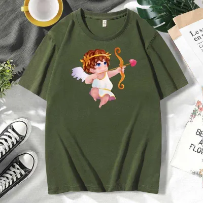 Men Women Casual Valentine Print Cotton Plus Size Short Sleeve Round Neck Couple T-Shirt