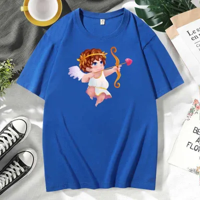 Men Women Casual Valentine Print Cotton Plus Size Short Sleeve Round Neck Couple T-Shirt