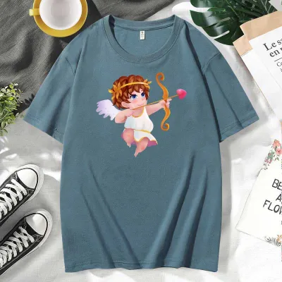 Men Women Casual Valentine Print Cotton Plus Size Short Sleeve Round Neck Couple T-Shirt