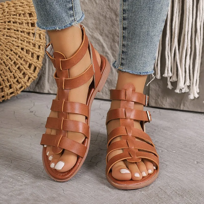 Women's Fashion Casual Beach Flat Non-Slip Hollow Sandals Plus Size