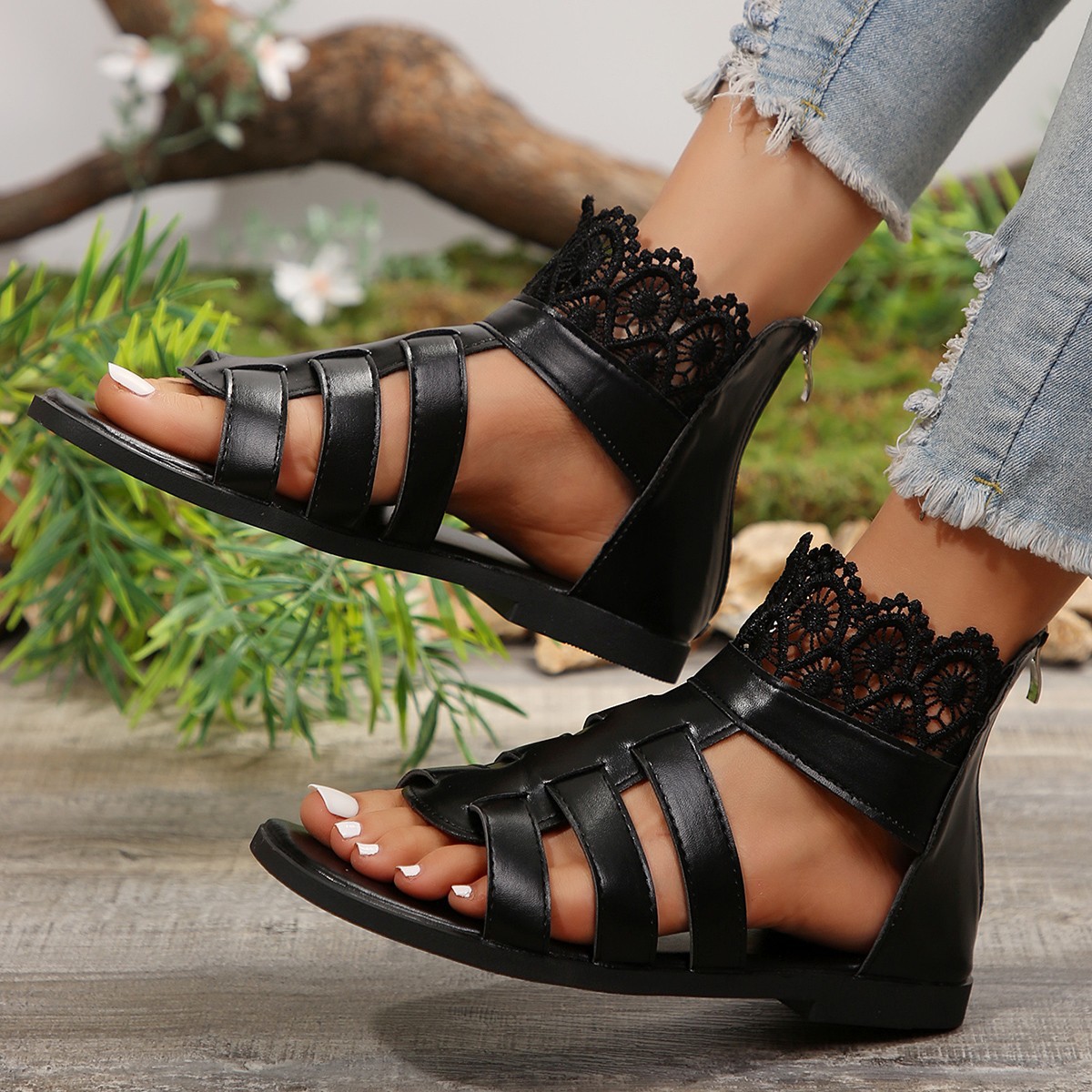 靴 AMERI WIDE NET FLAT SANDALS WIDE NET FLAT SANDALS(アメリ)