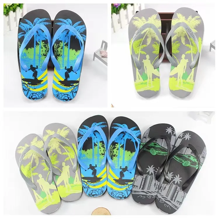 Men Casual Beach Coconut Tree Printed Flip Flops Slippers