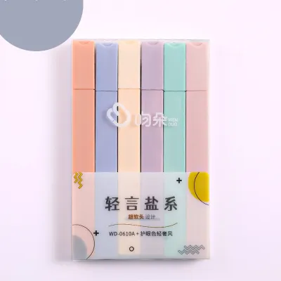Fashion Simple Multicolor Oblique Head 6 Pack Highlighter Pens