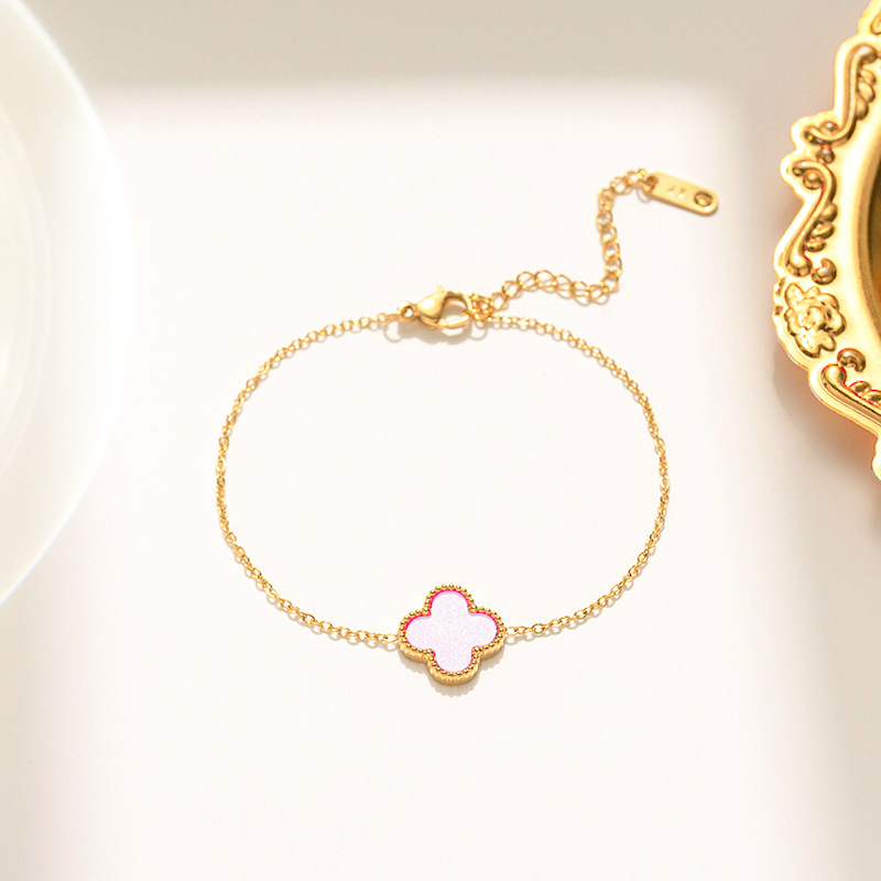 ●tow tow archive● Full Clover Bracelet Grass TBH22ABTB005 Wholesale Women Fashion Stainless Steel Four-Leaf Clover