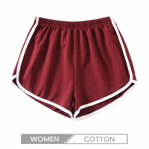 Women Edgy Cotton Casual Color Blocking Sports Shorts