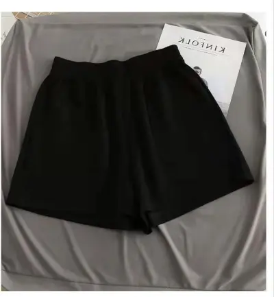 Women Athleisure Casual Basic High Waist Cotton Solid Color Shorts