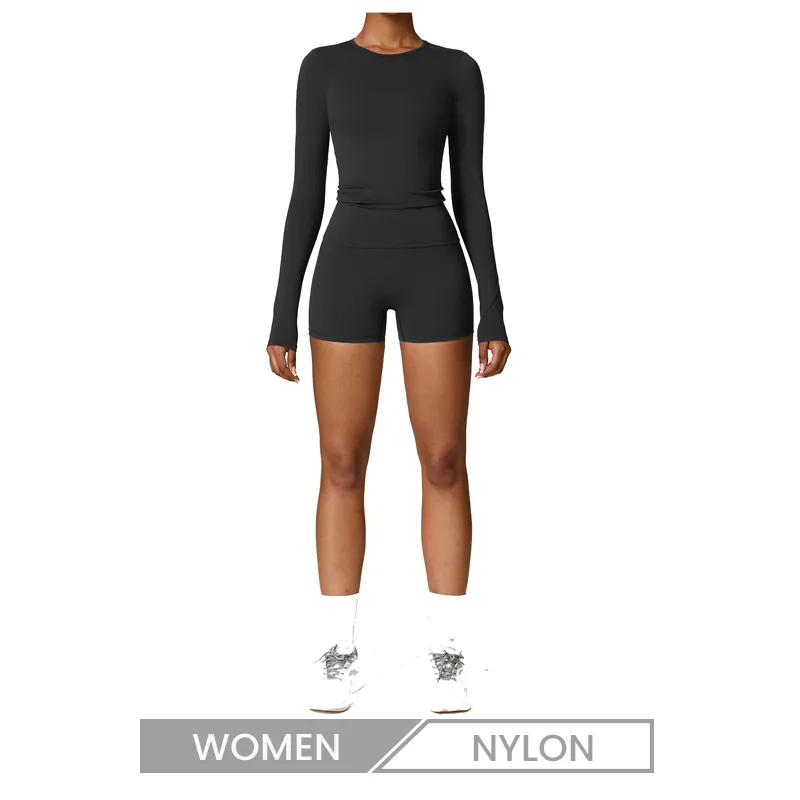Women Fashion Yoga Solid Color Sports Two-Piece Set