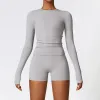 Long Sleeve Shorts Cream Grey