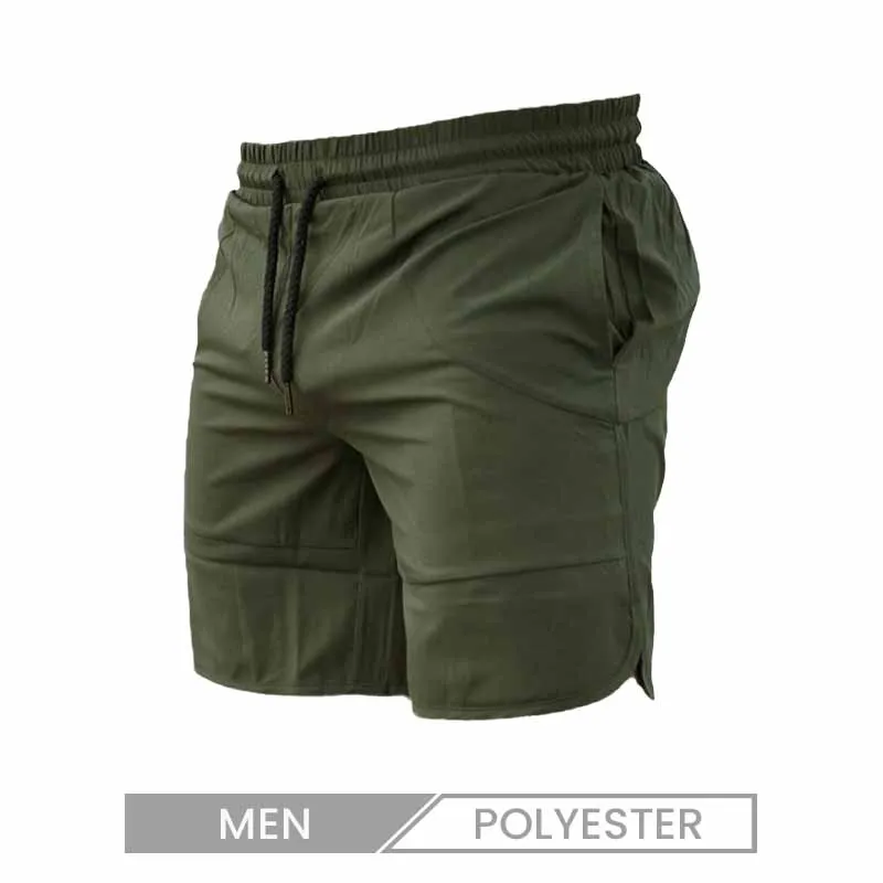 Men Basic Mid Waist Drawstring  Solid Color Shorts