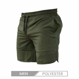 Men Basic Mid Waist Drawstring  Solid Color Shorts