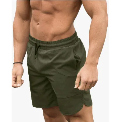 Men Basic Mid Waist Drawstring  Solid Color Shorts