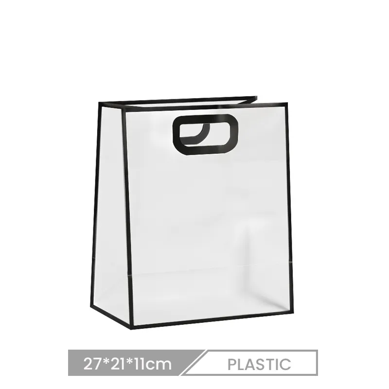 27*21*11cm Custom PP Transparent Tote Plastic Shopping Bag