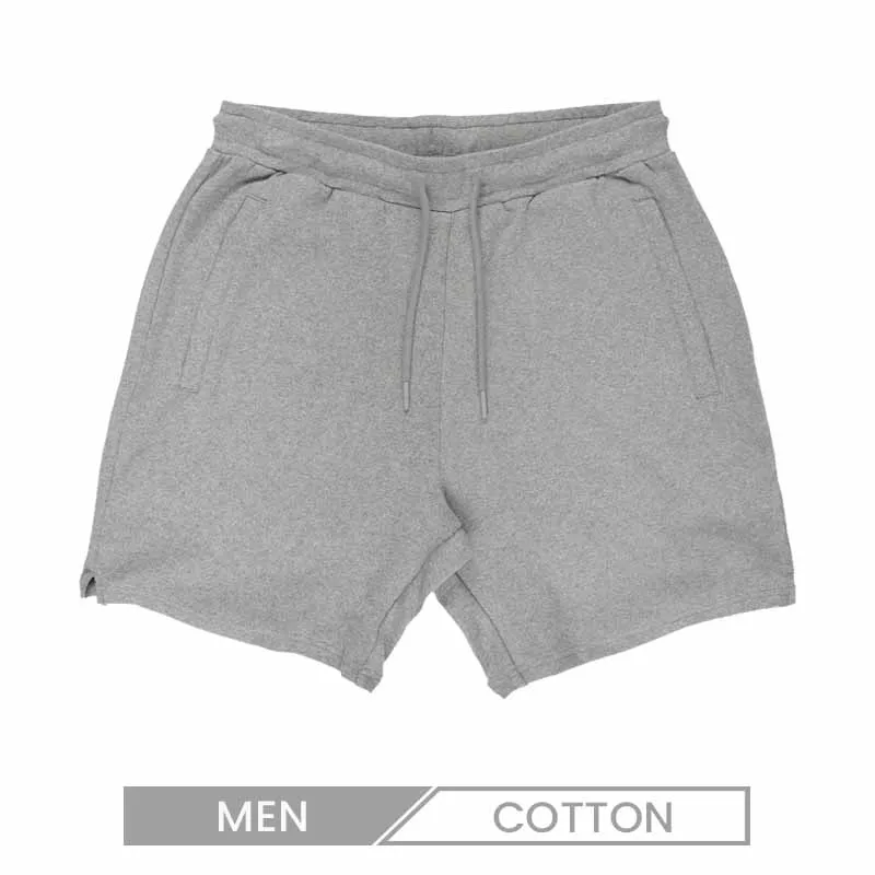 Men Basic Cotton Mid Waist Solid Color Shorts