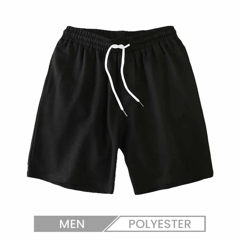 Men Casual Solid Color Drawstring Waist Beach Shorts