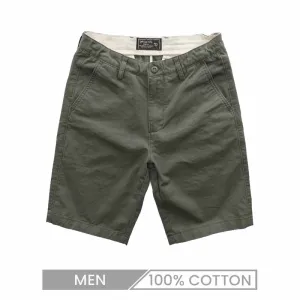 Men Casual Sport Solid Plus Size Cotton Straight Cargo Shorts