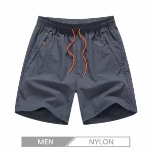 Men Casual Holiday Athleisure Solid Color Nylon Quick Drying Shorts