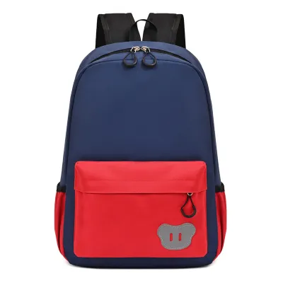 Children Fashion Boys Girls Color Matching Canvas Backpack School Bag