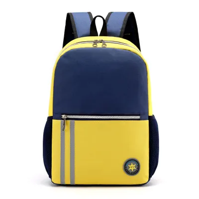 Children Fashion Girls Boys Color Matching Canvas Waterproof Backpack Primary School Bag