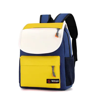 Children Fashion Color Matching Canvas Backpack School Bag for Girls Boys