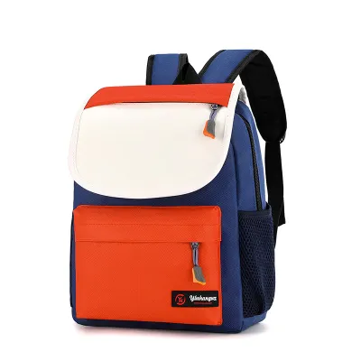 Children Fashion Color Matching Canvas Backpack School Bag for Girls Boys