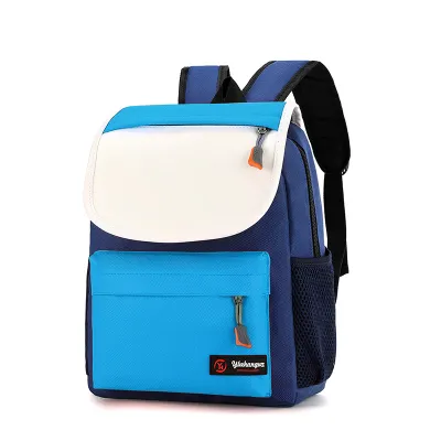 Children Fashion Color Matching Canvas Backpack School Bag for Girls Boys