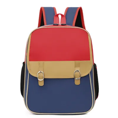 Children Fashion Boys Girls Color Matching Canvas Backpack School Bag