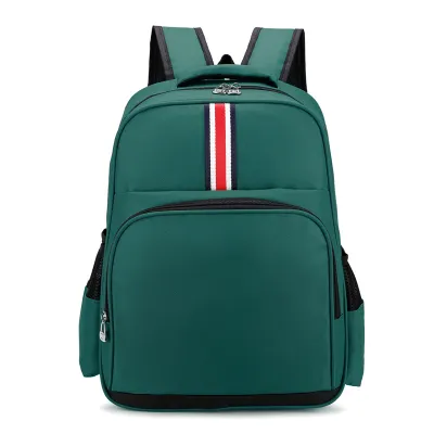 Children Fashion Girls Boys Color Matching Canvas Backpack School Bag with Air Cushion Strap