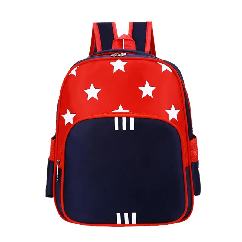 Color Matching Nylon Star Printed Kids School Backpack with Curved Shoulder Strap