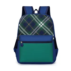 Children Color Matching Canvas Backpack School Bag for Kids Boys Girls Unisex Cute Geometric Pattern Oxford Cloth Air Cushion Strap