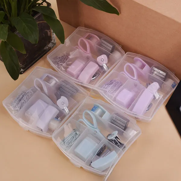 Fashion Cute Portable Mini Stapler Binding Machine with Paper Clip Scissors Tape Set