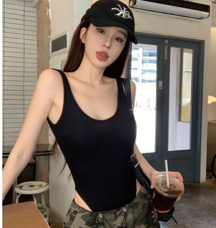 Women Fashion Sexy Sleeveless Backless Camisole Bodysuits Slim Fit
