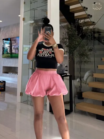 Women Fashion Sexy Solid Color Double Layer Pocket Bloomers Shorts