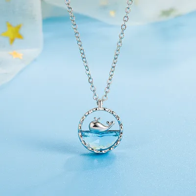 Women Fashion Creative Whale Titanium Steel Necklace