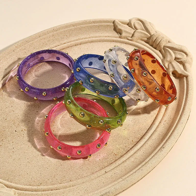 Women Fashion Transparent Multicolor Resin Rhinestone Bracelet