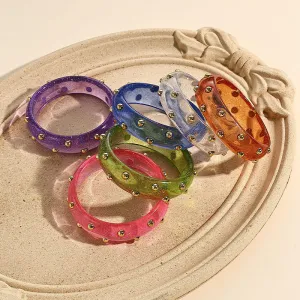 Women Fashion Transparent Multicolor Resin Rhinestone Bracelet