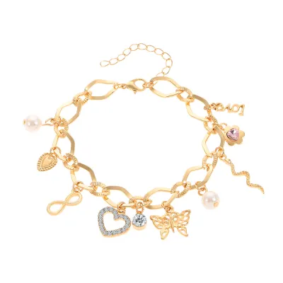 Women Fashion Exaggerated Multi-Element Alloy Chain Tassel Bracelet