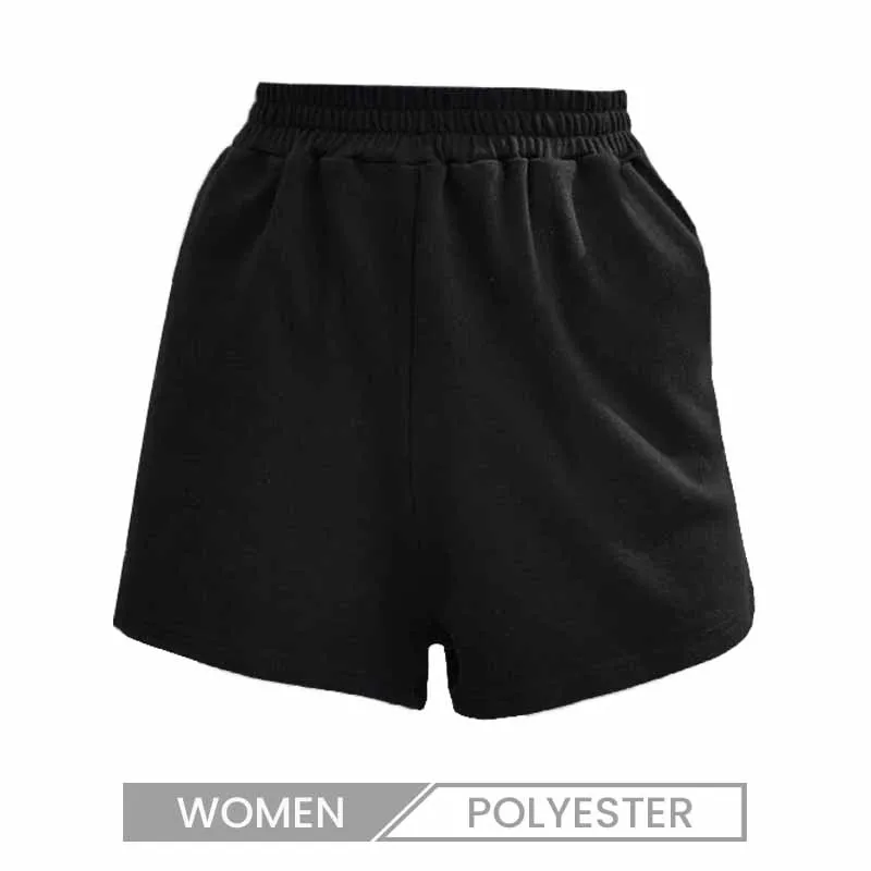 Women Fashion Casual Solid Color Elastic Waist Loose Shorts