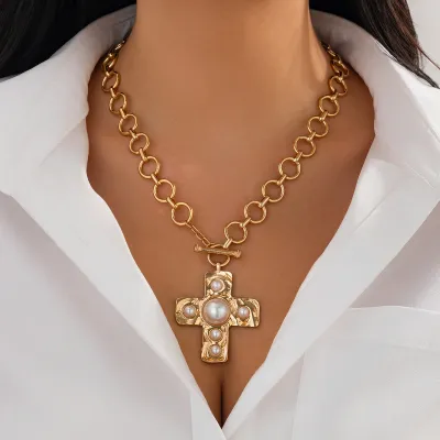 Fashion Instagram Style Cross Alloy Pendant Necklace Clavicle Chain Geometric