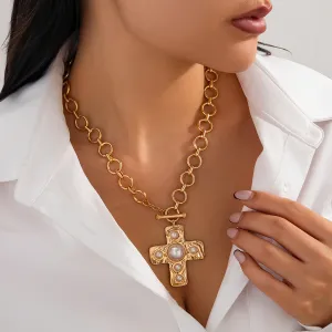 Fashion Instagram Style Cross Alloy Pendant Necklace Clavicle Chain Geometric