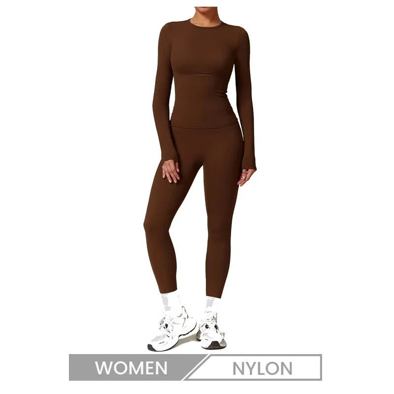 Women Fashion Yoga Solid Color Sports Two-Piece Set