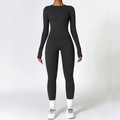 Women Fashion Yoga Solid Color Sports Two-Piece Set