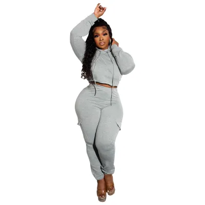 Women's Casual Fleece-Lined Long Sleeve Hooded Pants Set - Japanese Korean Leisure Style