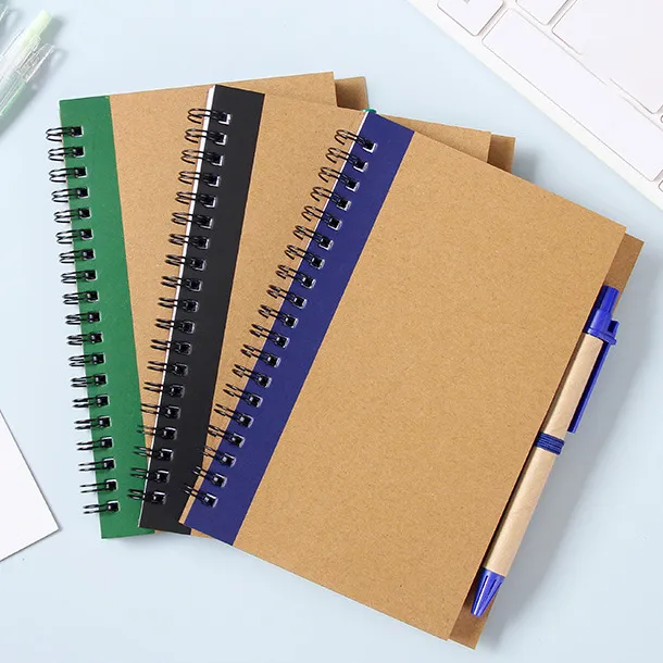 Simple Retro Kraft Paper Color Matching Circle Book Pen Set Stationery