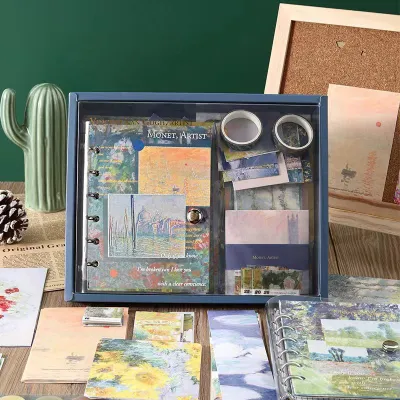 Fashion Simple Retro Van Gogh Oil Painting Notebook Tape Card Diy Tool Set