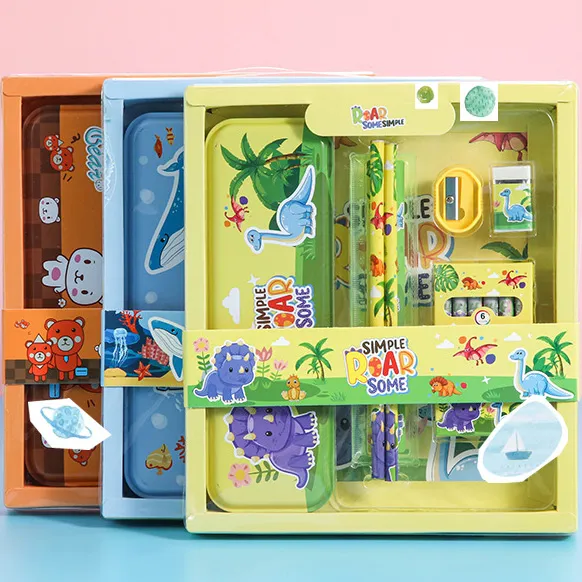 Cute Cartoon Pencil Eraser Ruler Stationery Set