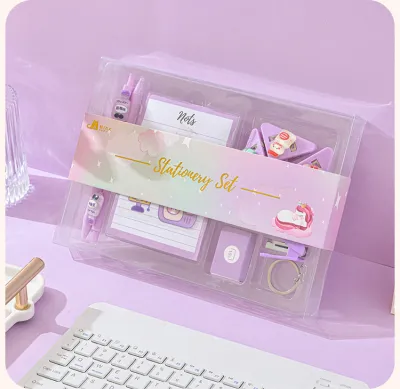 Fashion Cartoon Pen Notebook Stapler Stationery Set for Holidays